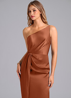 Azazie Naria Bridesmaid Dresses Cedar Rose Sheath One Shoulder Stretch Satin Dress image7