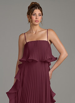 Azazie Alexia Bridesmaid Dresses Cabernet A-Line Ruched Chiffon Dress image2