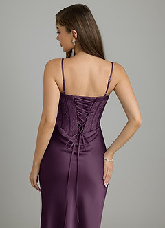 Azazie Allison Bridesmaid Dresses Plum Mermaid Corset Stretch Satin Dress image6