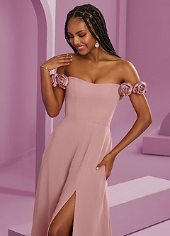 Barbie ♥ Azazie Bridesmaid Dresses Dusty Rose A-Line Off the Shoulder Chiffon Convertible Dress image4