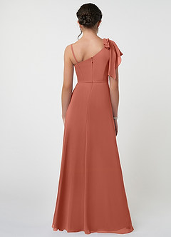 Azazie Aidy Junior Clay A-Line Bow Chiffon Dress image2