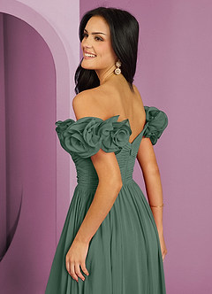 Barbie ♥ Azazie Bridesmaid Dresses Eucalyptus A-Line Off the Shoulder Chiffon Convertible Dress image8