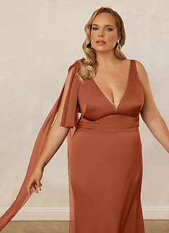 Christian Siriano Bridal for Azazie 1011 Bridesmaid Dresses Cedar Rose Mermaid Bow Stretch Satin Dress image13