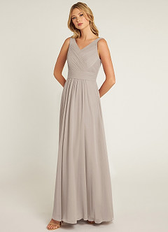 Azazie Pierrette Bridesmaid Dresses A-Line Pleated Chiffon Floor-Length Dress image3