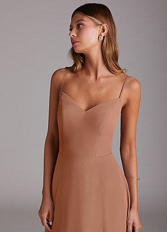 Azazie Marley Bridesmaid Dresses Bronzer A-Line Off the Shoulder Chiffon Convertible Dress image2