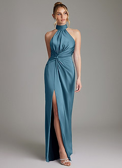 Azazie Gracelynn Bridesmaid Dresses Bermuda Sheath Pleated Stretch Satin Dress image1