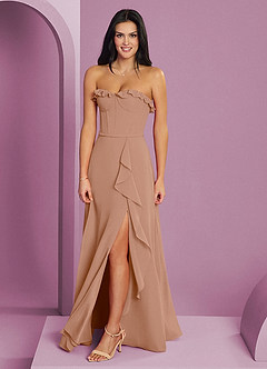 Barbie ♥ Azazie Bridesmaid Dresses Champagne Rose A-Line Sweetheart Neckline Chiffon Dress image3