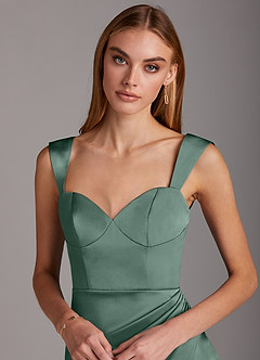 Azazie Mila Final Sale Eucalyptus Sheath Sweetheart Neckline Stretch Satin Convertible Dress image3