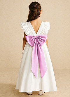 Azazie Aero Flower Girl Dresses Ivory Candy Pink A-Line Pleated Cotton Dress image1
