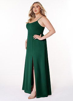 Azazie Moira Bridesmaid Dresses Emerald A-Line Scoop Chiffon Dress image10