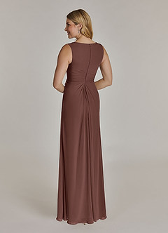Azazie Manuella Mother of the Bride Dresses Espresso A-Line V-Neck Pleated Chiffon Dress image6