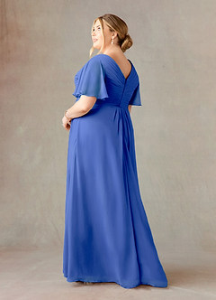 Azazie Morning Glory Mother of the Bride Dresses Royal Blue A-Line V-Neck Ruched Chiffon Dress image8