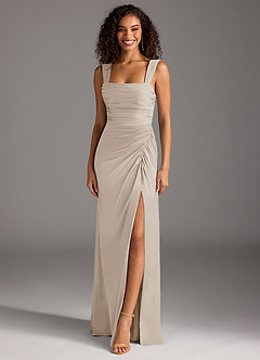 Azazie Jesaphine Bridesmaid Dresses Frost Sheath Bow Stretch Satin Dress image1
