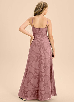 Azazie Kaylee Junior Dusty Rose A-Line with Belt Floral Burnout Dress image2