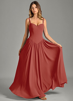 Azazie Evadina Suknie dla druhen Linia A Gorset Szyfon Do ziemi Sukienka image1