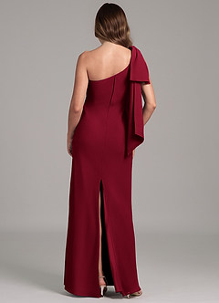 Azazie Capri Bridesmaid Dresses Burgundy A-Line One Shoulder Chiffon Dress image2
