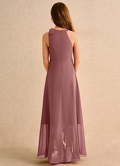 Azazie Boop Girls Formal Robe Demoiselle D'honneur Fillette Robe Trapèze en Mousseline de soie Arc Rose Du Désert image2