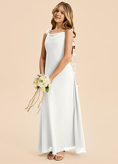 Azazie Gumdrop Junior White Empire Pleated Chiffon Dress image2