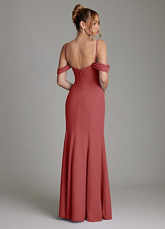 Azazie Karmela Bridesmaid Dresses Rust A-Line Off the Shoulder Chiffon Dress image2
