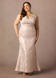 Azazie Elanor Klänningar till brudens mor Klä Sjöjungfru i Jacquard 1 Plisserad Dammig Ros image4