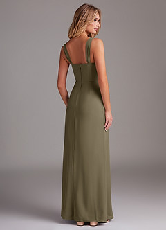 Azazie Denice Bridesmaid Dresses Willow Green Sheath Pleated Chiffon Dress image6