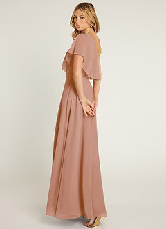 Azazie Lizzy Jurken voor bruidsmeisjes Jurk van Chiffon met A-Lijn One-Shoulder Champagne Roos image6