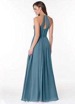Azazie Ginger Abiti da Damigella Abito A-Line in Chiffon con Scollo Halter a Pieghe Bermuda image4