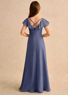Azazie Nari Girls Formal Blumenmädchenkleider A-Linie mit ärmel Chiffon Kleid Sturm image2
