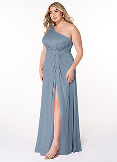 Azazie Brooke Bridesmaid Dresses A-Line One Shoulder Mesh Floor-Length Dress image7