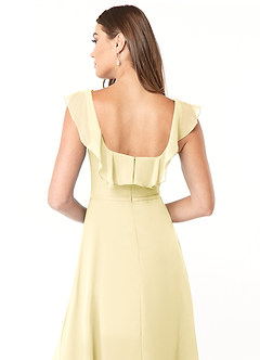 Azazie Jinny Bridesmaid Dresses Lemon Sorbet A-Line Square Neckline Ruched Chiffon Dress image6