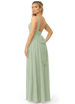 Azazie Kora Bridesmaid Dresses Dusty Sage A-Line Pleated Chiffon Dress image5