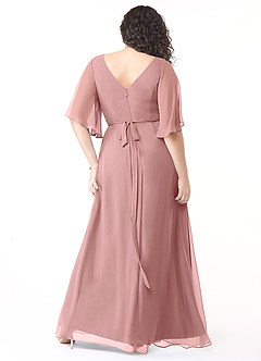 Azazie Cierra Bridesmaid Dresses Dusty Rose A-Line V-Neck Chiffon Dress image10