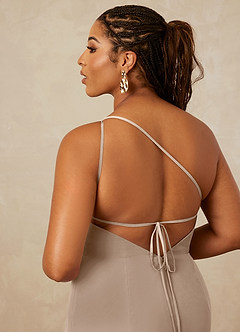 Christian Siriano Bridal for Azazie 1003 Brautjungfernkleider Etui One-Shoulder Chiffon Kleid Taupe image16