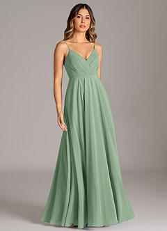 Azazie Amani Bridesmaid Dresses Matcha A-Line Pleated Chiffon Dress image5