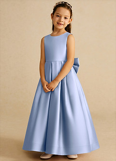 Azazie Cailee Flower Girl Dresses Ice Ball-Gown Pleated Matte Satin Dress image4