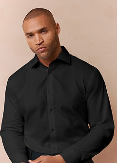 front Jermyn Nero Camicia elegante 100% cotone no stiro