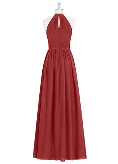 Azazie Cherish Brudtärnklänningar Klä av A-Linje i Chiffong Plisserad Rost image7