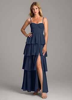 Azazie Alanna Bridesmaid Dresses Dark Navy A-Line Sweetheart Neckline Chiffon Dress image3