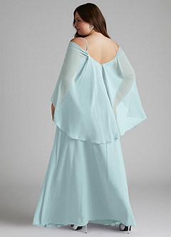 Azazie Cienna Bridesmaid Dresses Mist A-Line Off the Shoulder Chiffon Dress image8