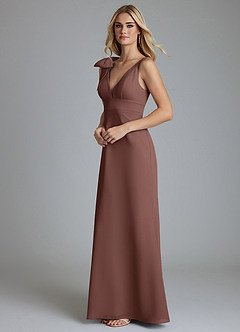 Azazie Taro Final Sale Agave Sheath Bow Chiffon Dress image5