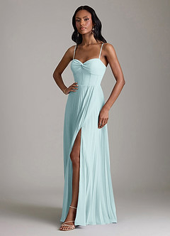Azazie Akiko Bridesmaid Dresses Sea Glass A-Line Sweetheart Neckline Chiffon Dress image4