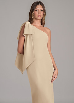 Azazie Capri Robes de demoiselle d'honneur Robe Trapèze en Mousseline de soie Une épaule Champagne image7