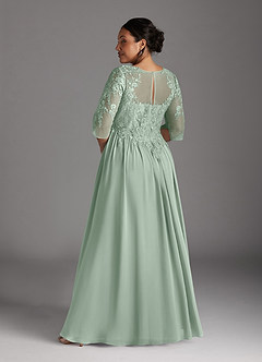 Azazie Mirielle Mother of the Bride Dresses Agave A-Line Scoop Lace Chiffon Dress image8