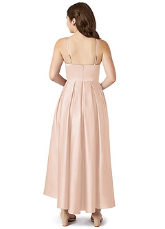 Azazie Jemima Junior A-Linie mit Taschen Stretch-Satin Kleid Zartrosa image2