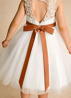 Azazie Lettie Flower Girl Dresses Ivory Copper Ball-Gown Lace Dress image5