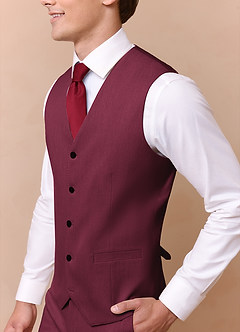 front James Burgundy Structured Stretch Suit Vest