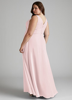 Azazie Flora Abiti da Damigella Abito A-Line in Chiffon Plissettato Rosa Rossore image11