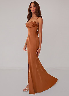 Barbie ♥ Azazie Bridesmaid Dresses Copper Mermaid Corset Stretch Satin Dress image4