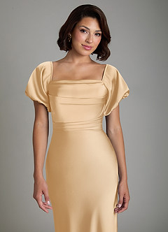 Azazie Lea Bridesmaid Dresses Gold Mermaid Off the Shoulder Stretch Satin Convertible Dress image7
