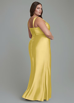 Azazie Agustina Bridesmaid Dresses Canary Mermaid Corset Stretch Satin Dress image8